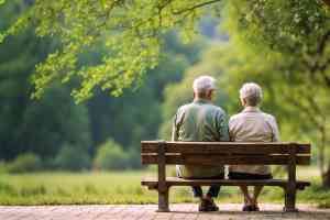 Rentner auf Parkbank